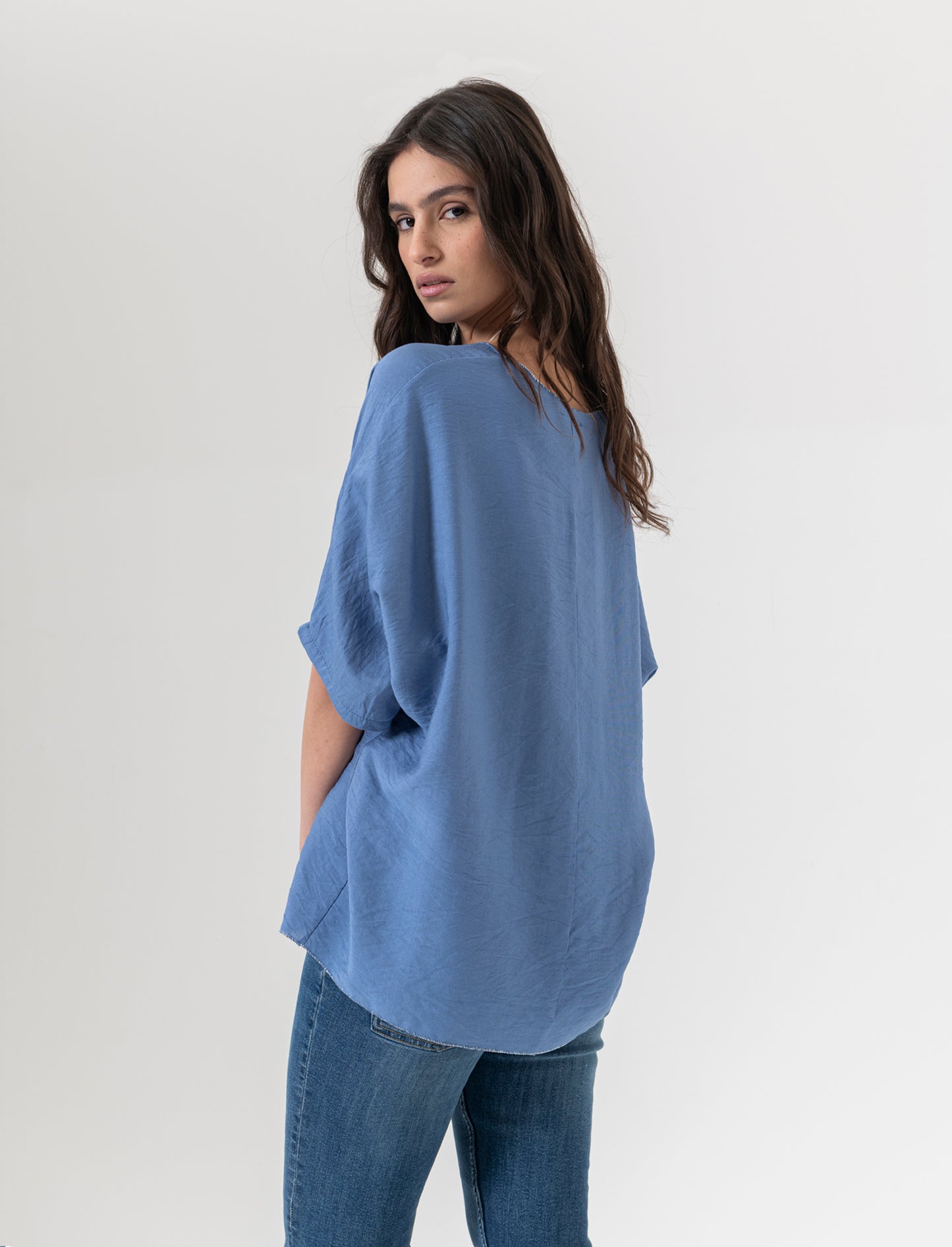 Tshirt over con dettaglio lurex - Denim