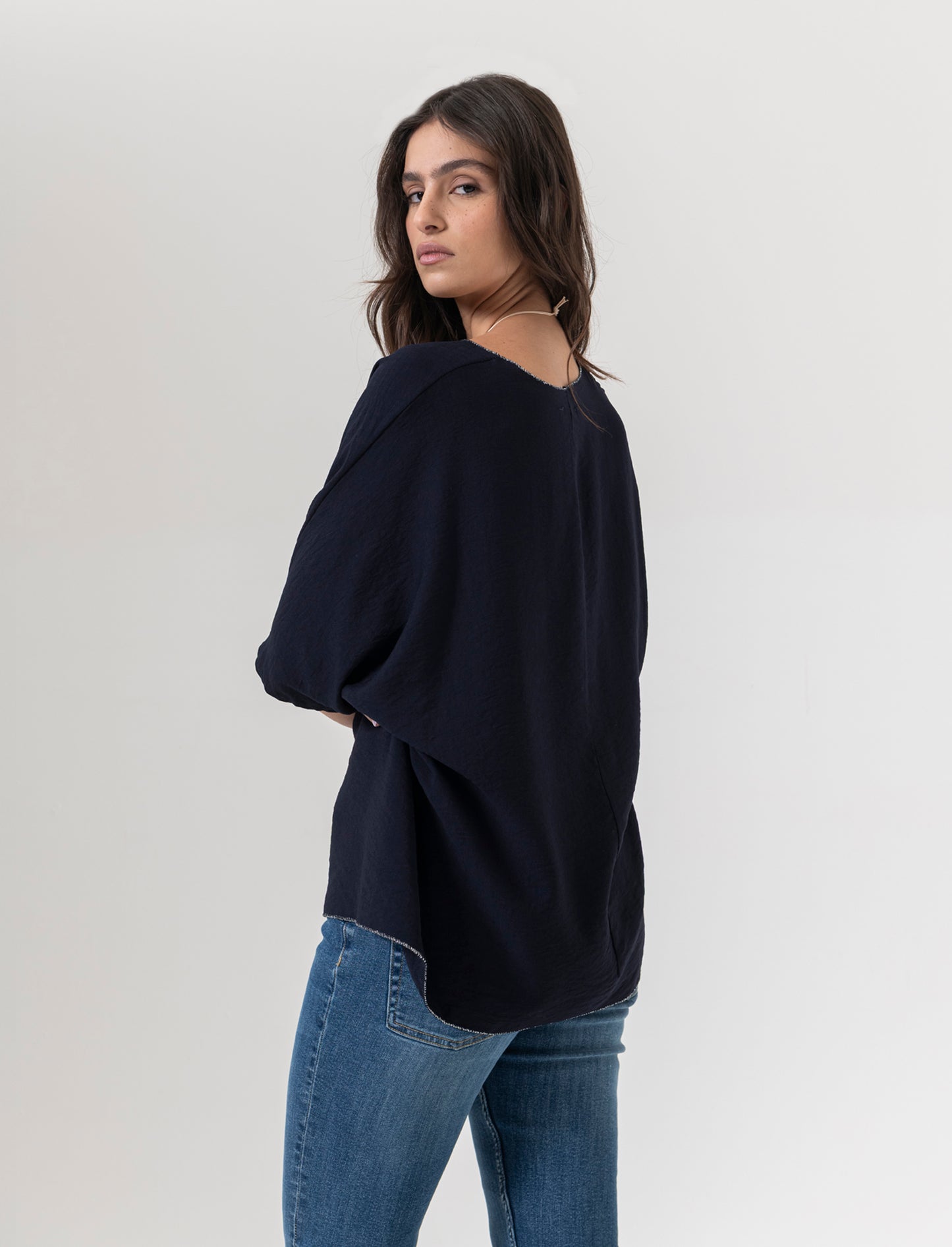 Tshirt over con dettaglio lurex - Blu