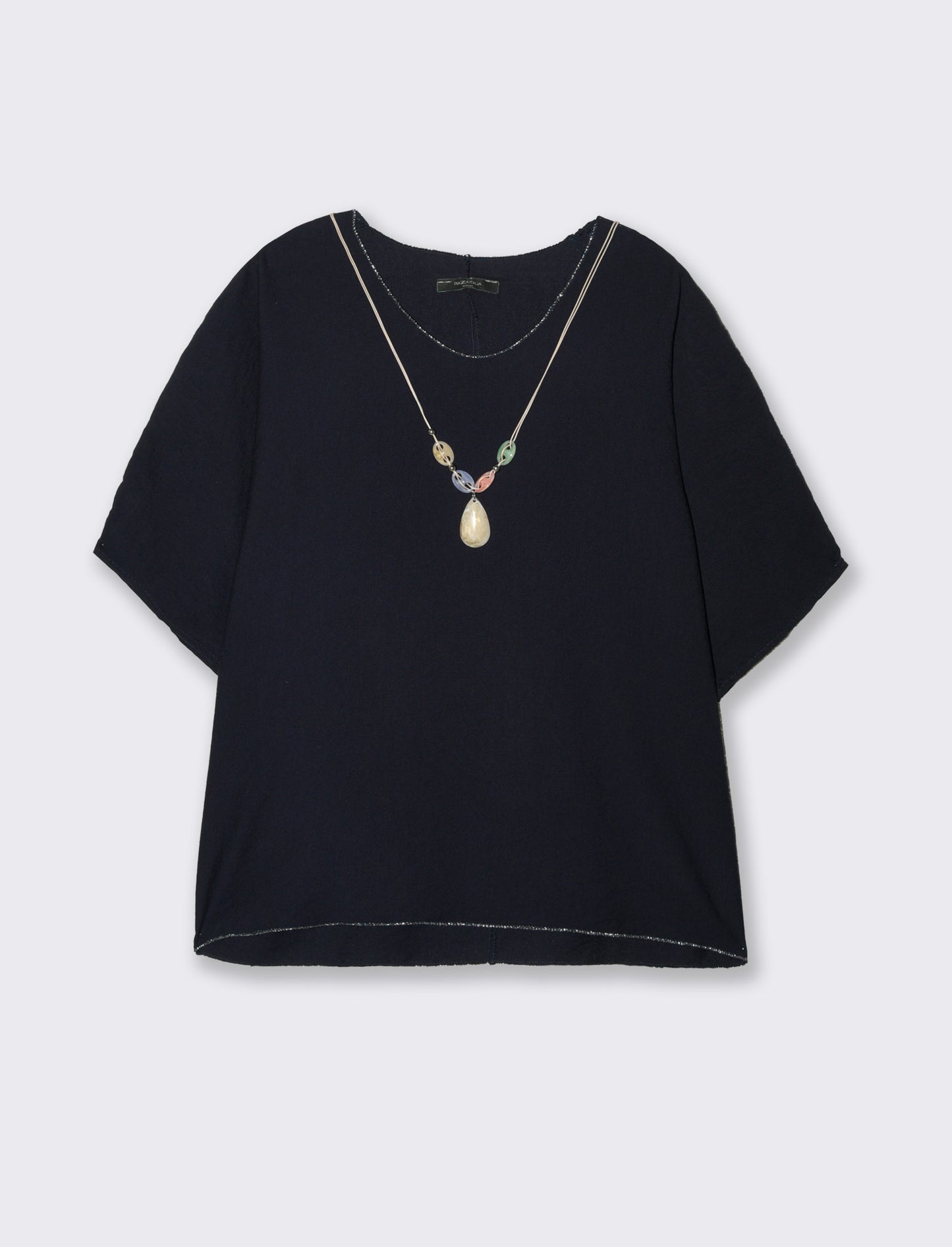 Tshirt over con dettaglio lurex - Blu