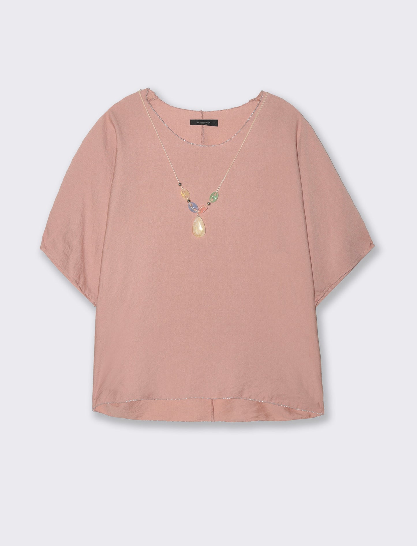 Tshirt over con dettaglio lurex - Rosa