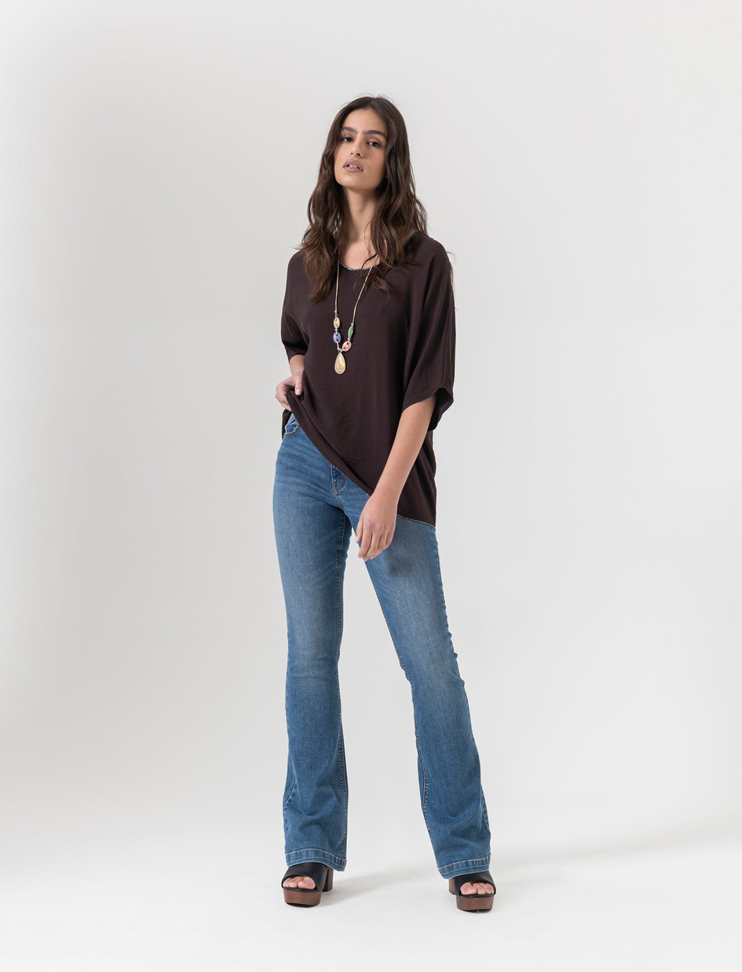 Tshirt over con dettaglio lurex - Moro