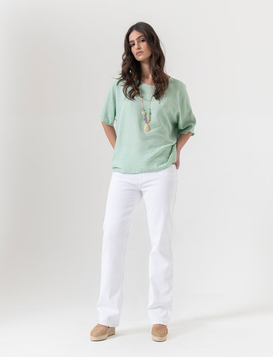 Tshirt over con dettaglio lurex - Verde