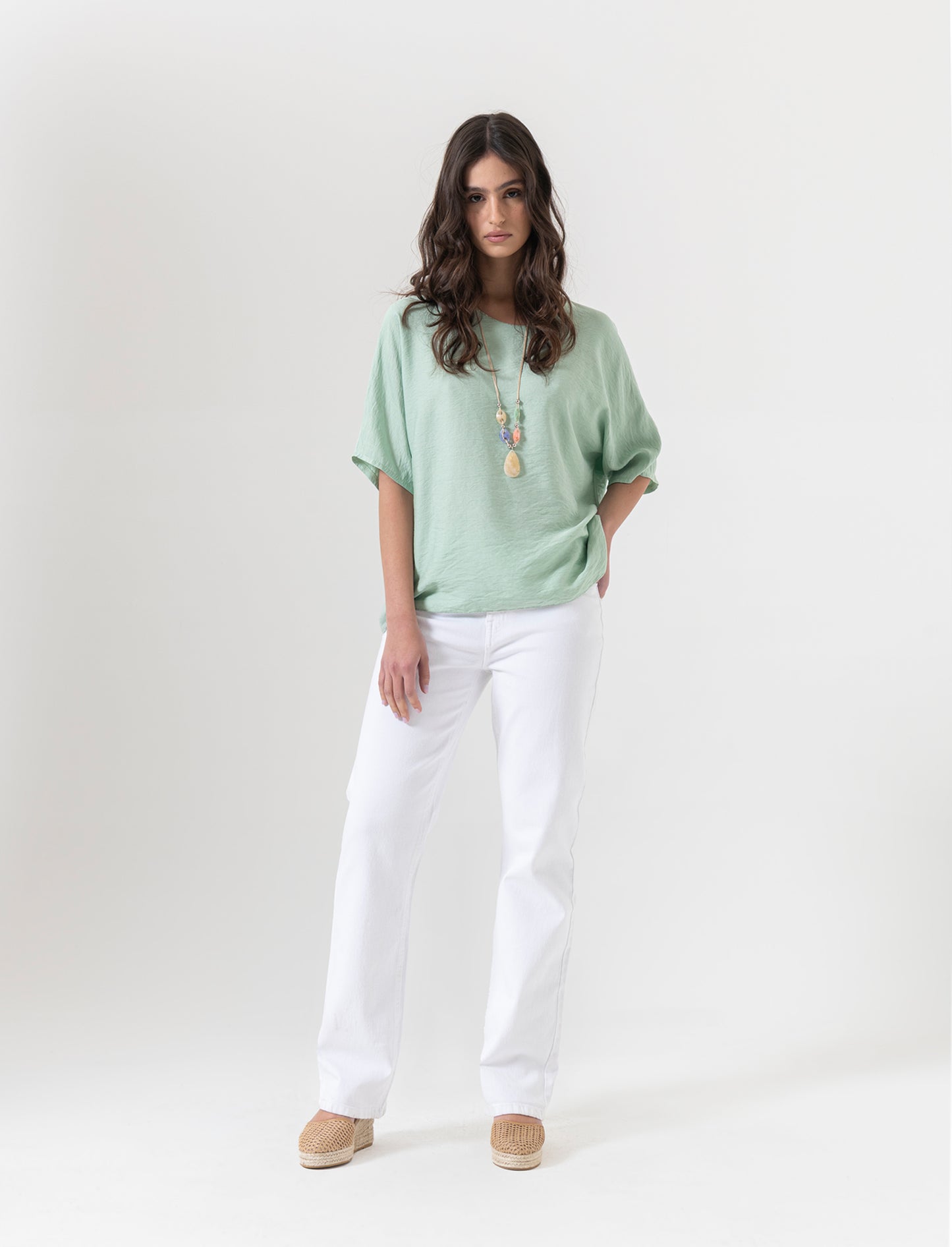 Tshirt over con dettaglio lurex - Verde