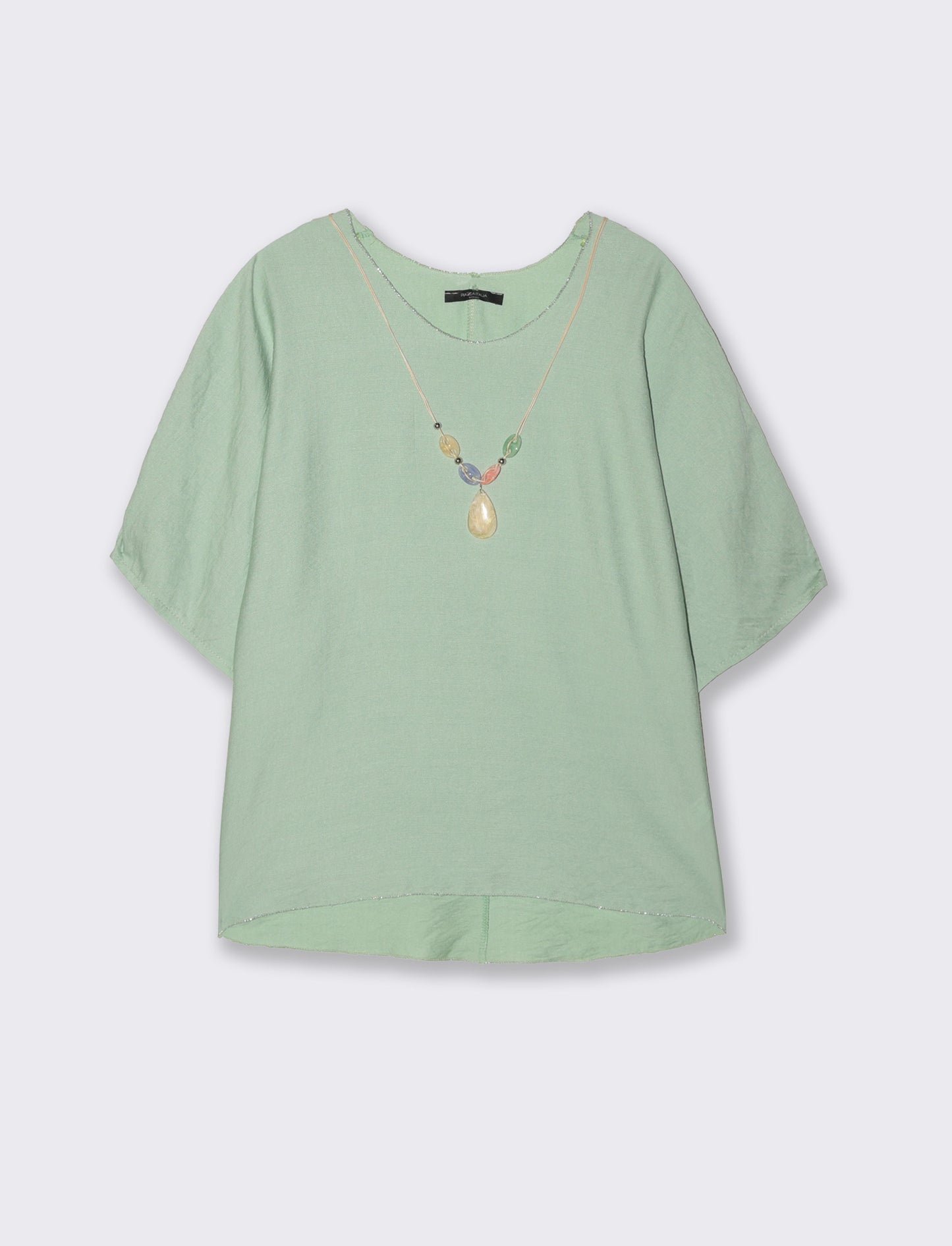 Tshirt over con dettaglio lurex - Verde