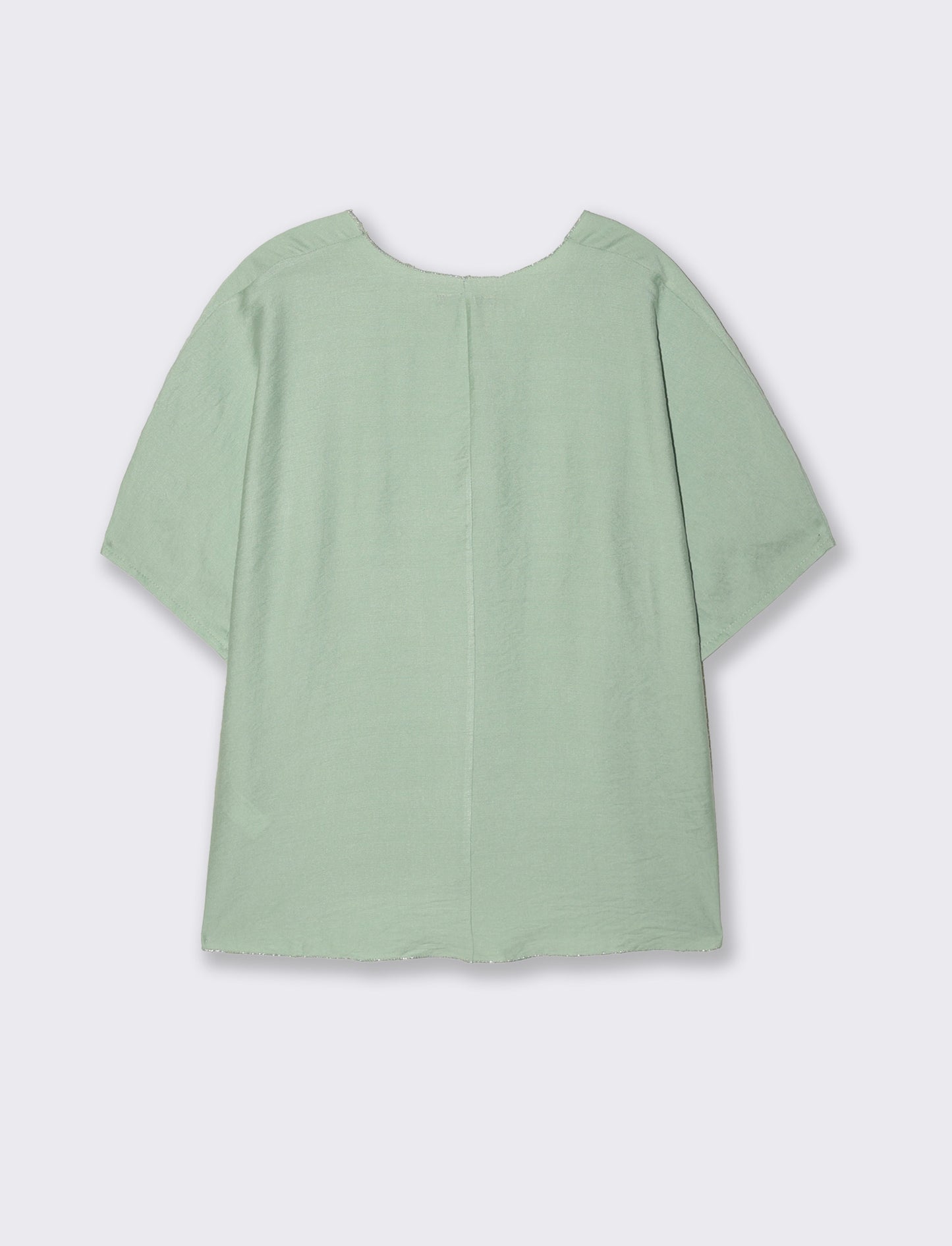 Tshirt over con dettaglio lurex - Verde