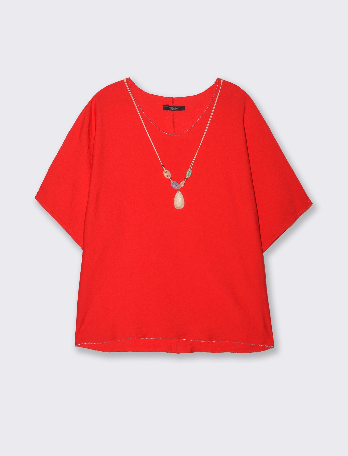 Tshirt over con dettaglio lurex - Rosso