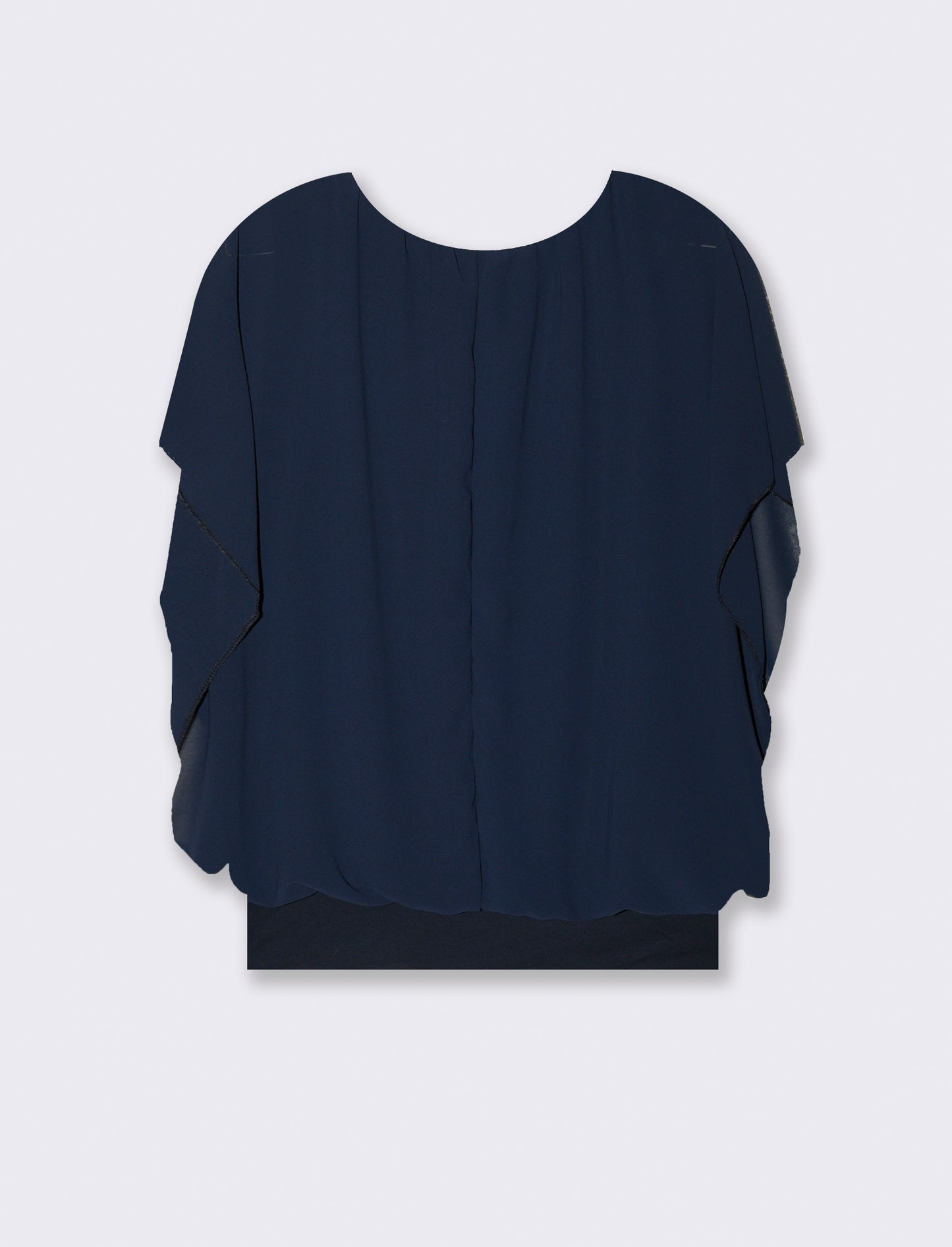 Casacca smanicata in tessuto leggero con collana - Blu