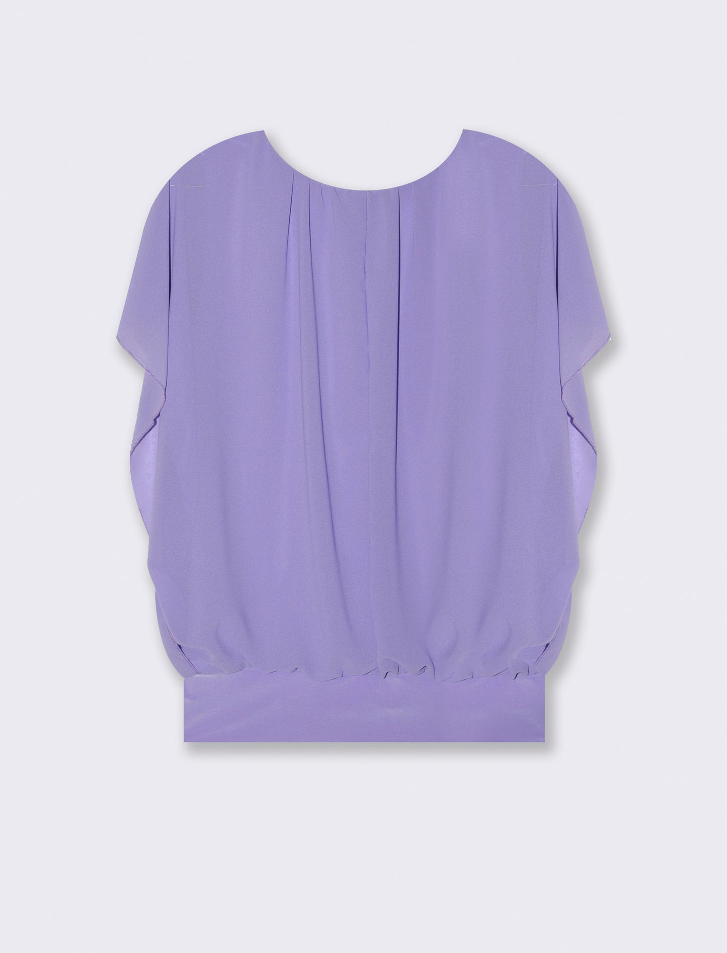 Casacca smanicata in tessuto leggero con collana - Lilla