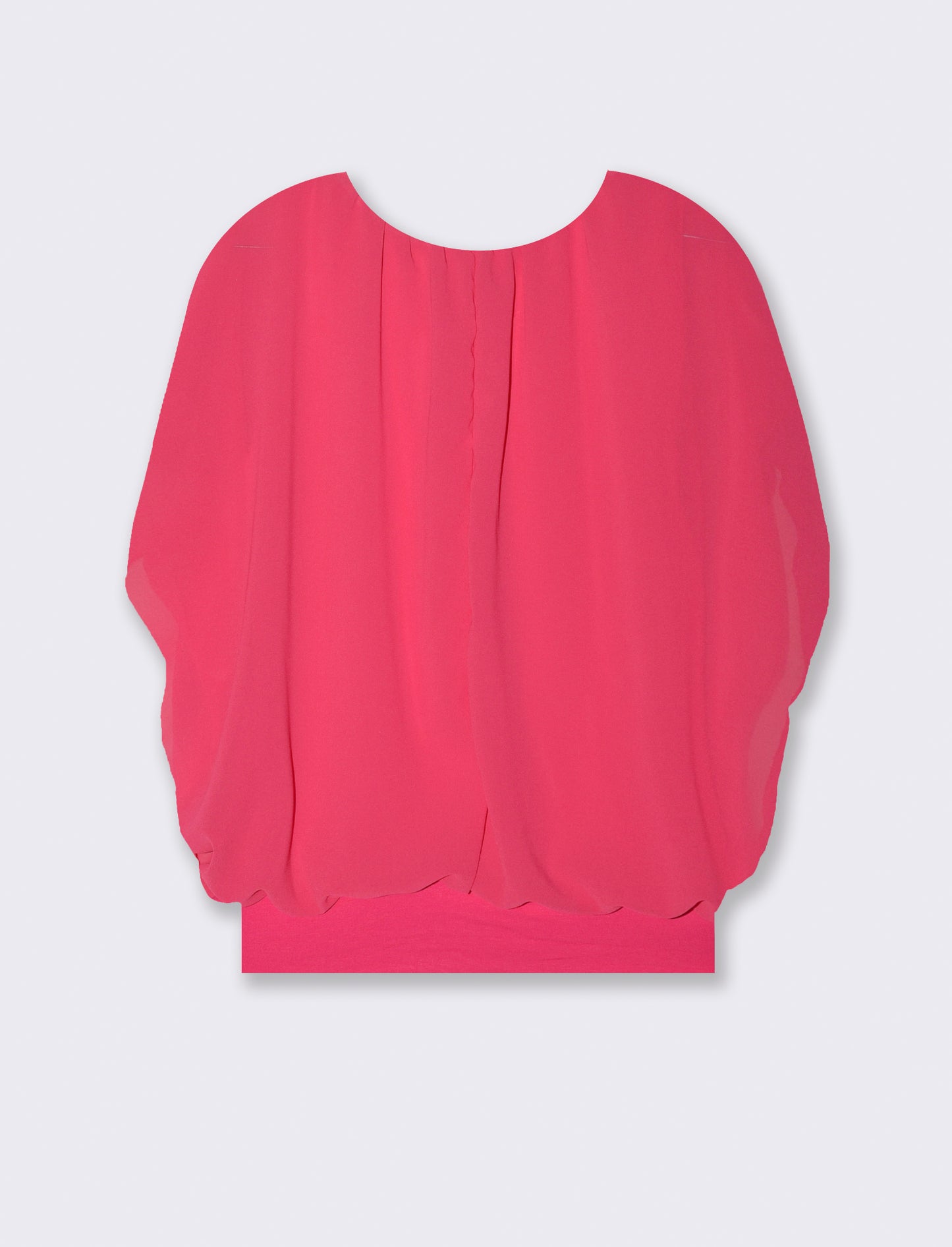 Casacca smanicata in tessuto leggero con collana - Fuxia