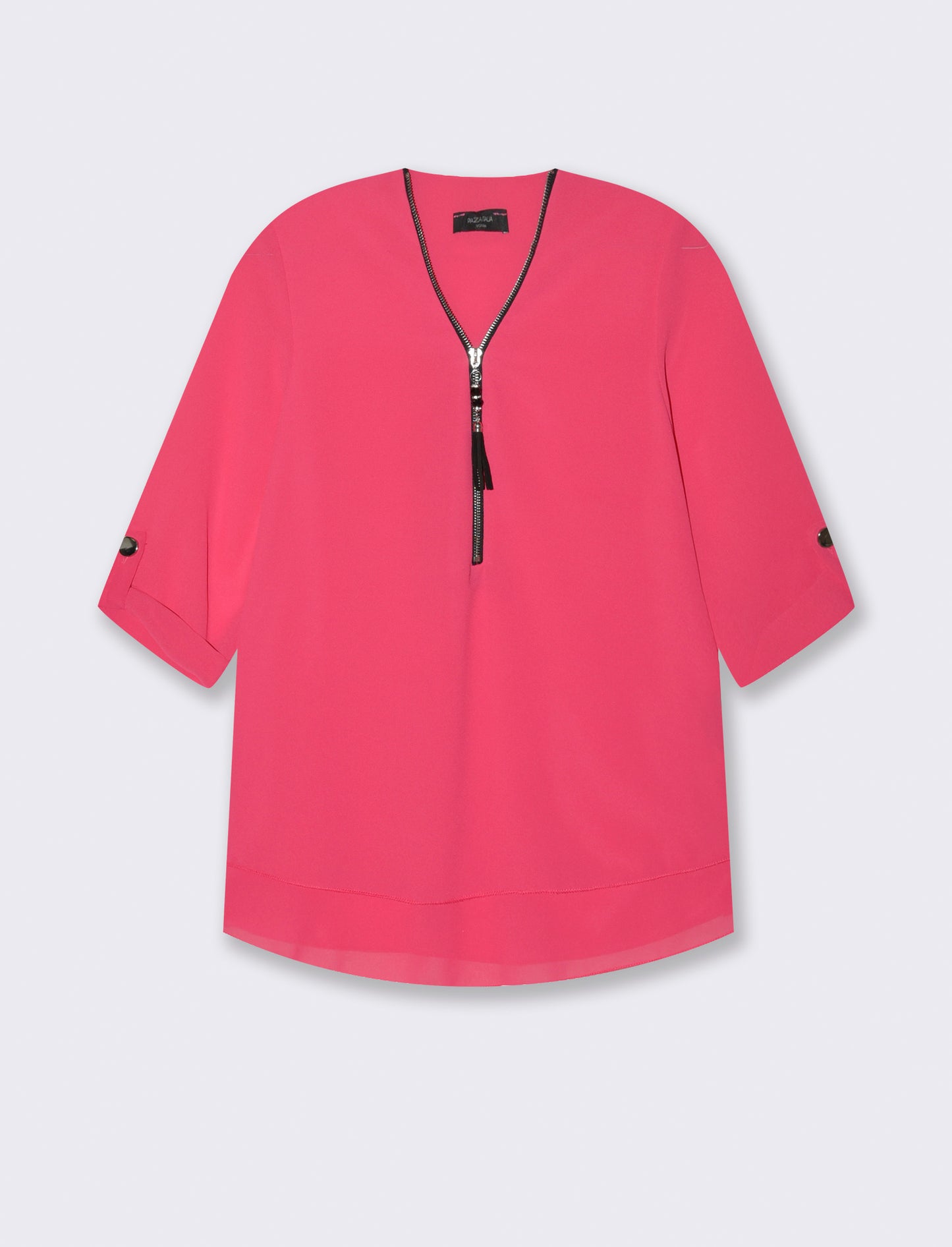 Casacca manica 3/4 con bottone e zip sul davanti. - Fuxia