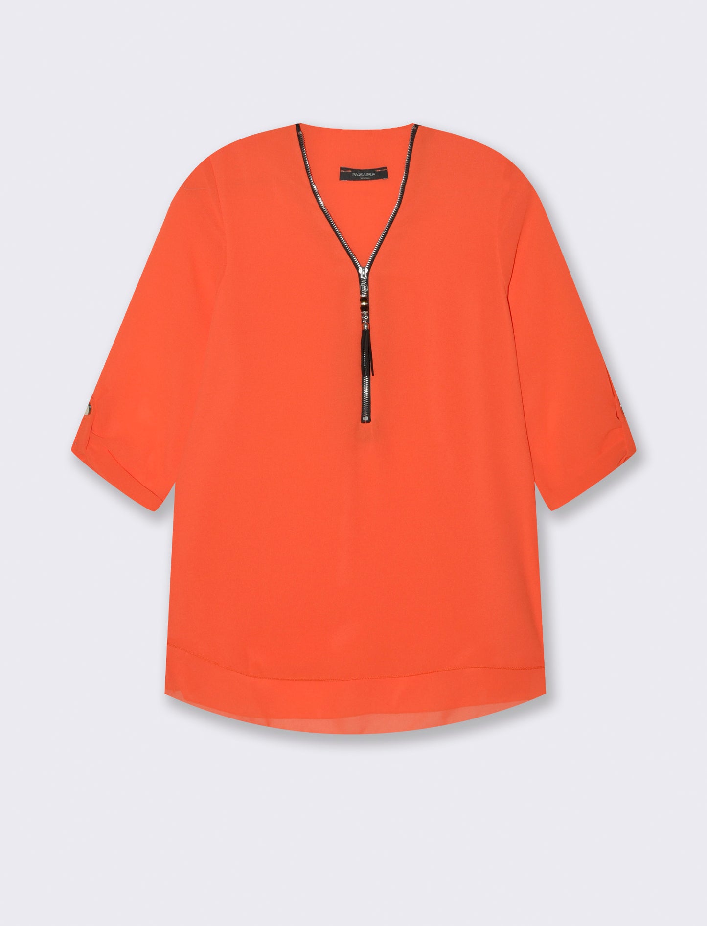 Casacca manica 3/4 con bottone e zip sul davanti. - Arancio