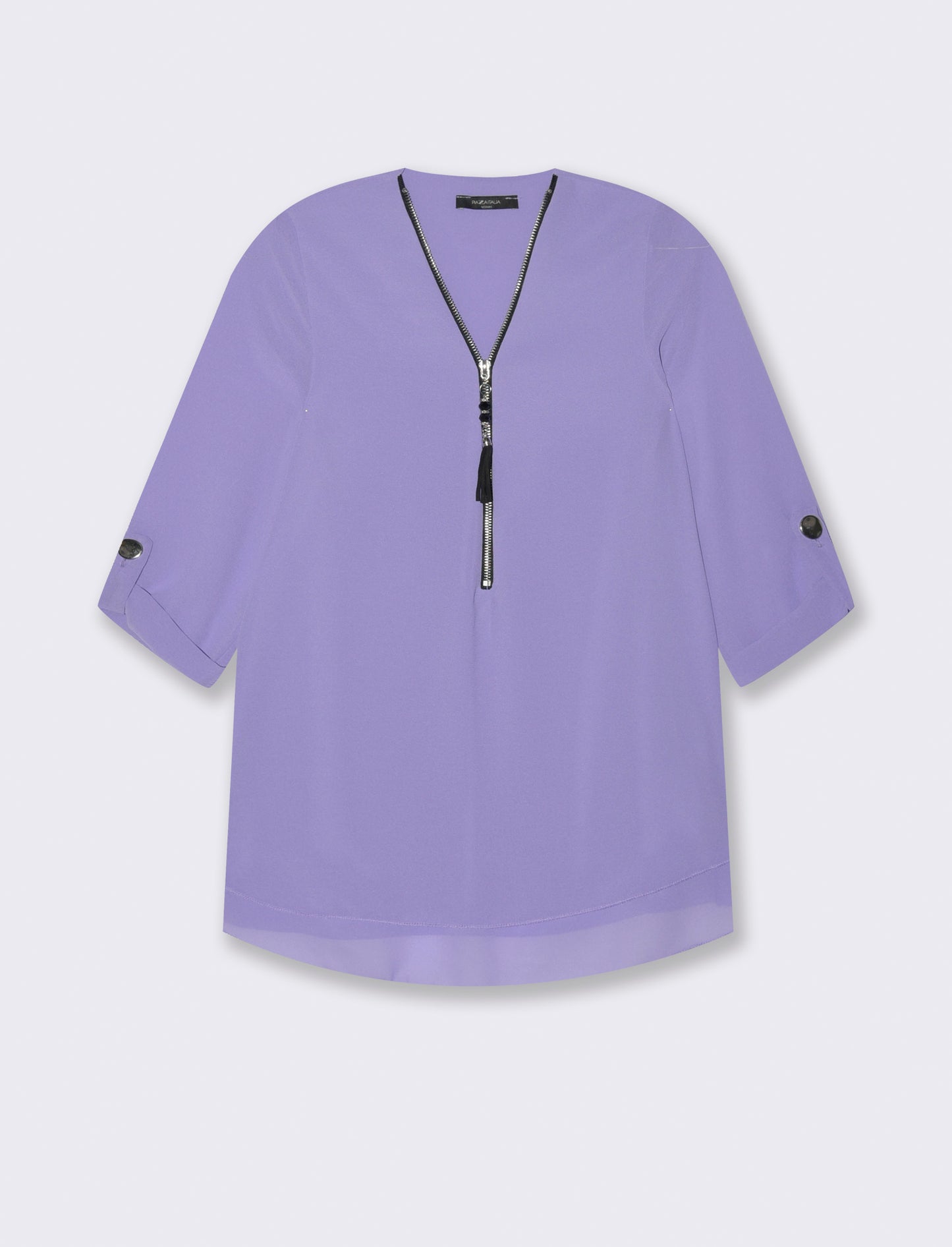 Casacca manica 3/4 con bottone e zip sul davanti. - Lilla