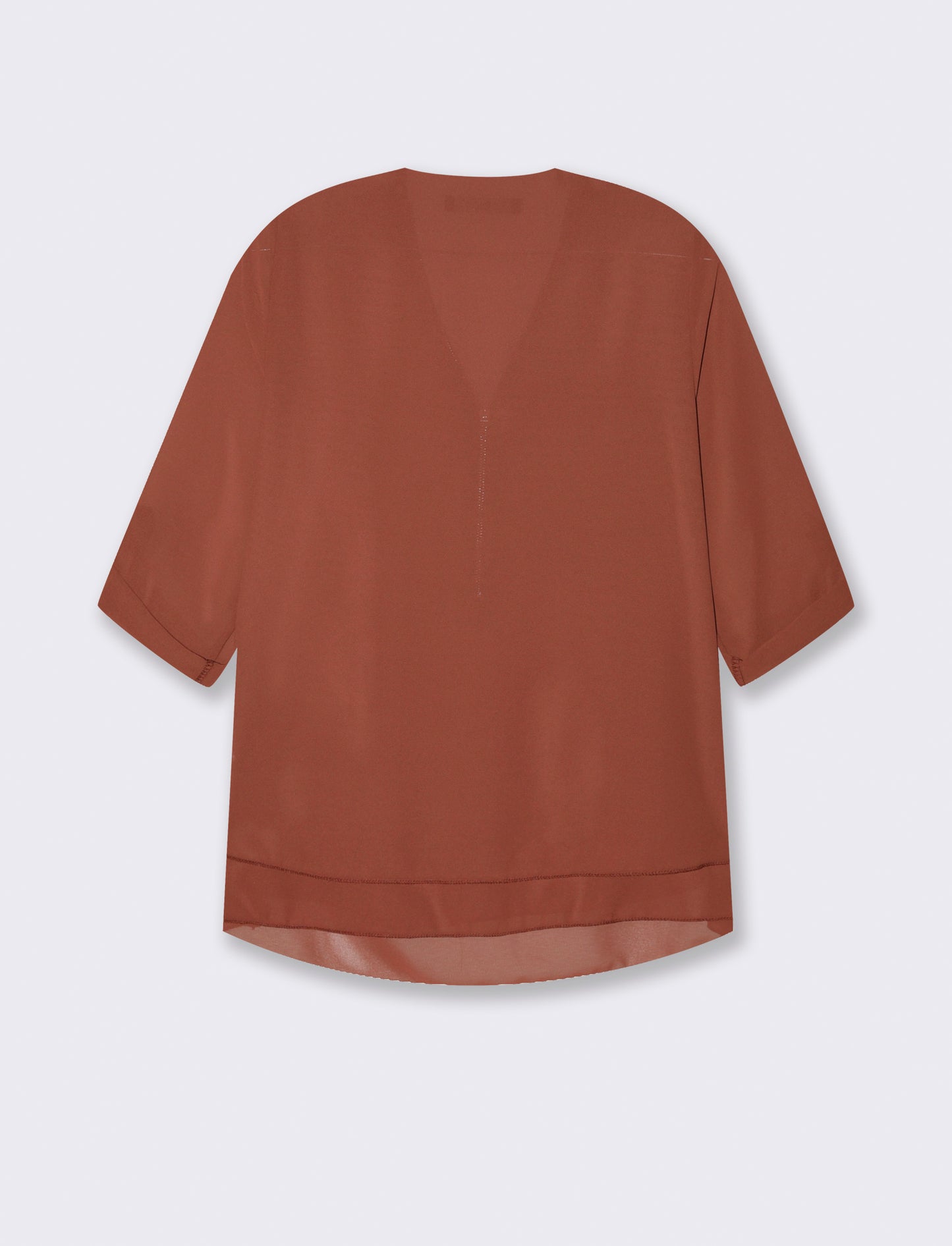 Casacca manica 3/4 con bottone e zip sul davanti. - Marrone tabacco