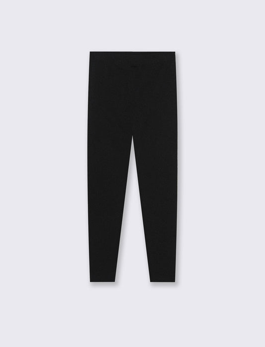 Leggings invernali da bambina in filato elastico. - Nero
