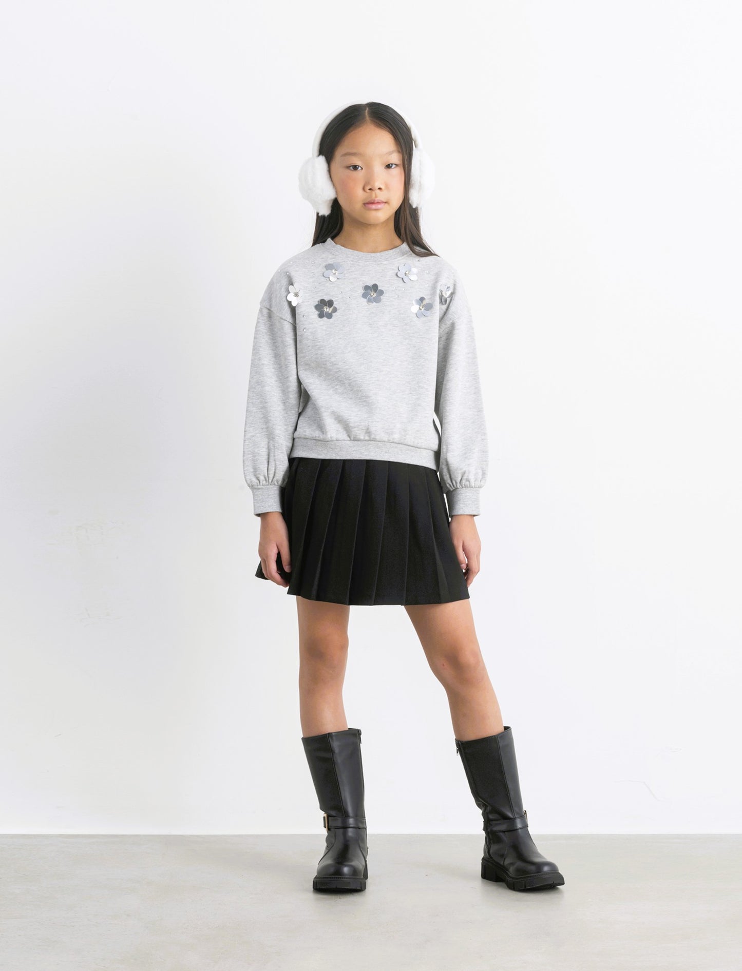 Completo felpa e gonna - Grigio-nero