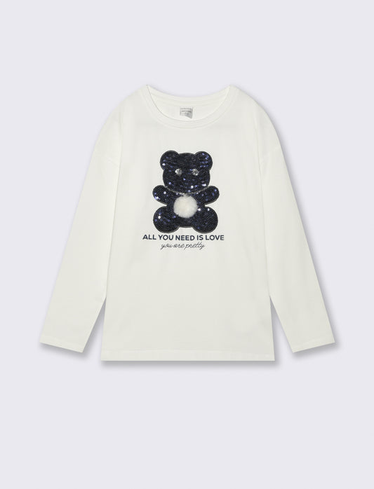 T-shirt manica lunga - Bianco latte