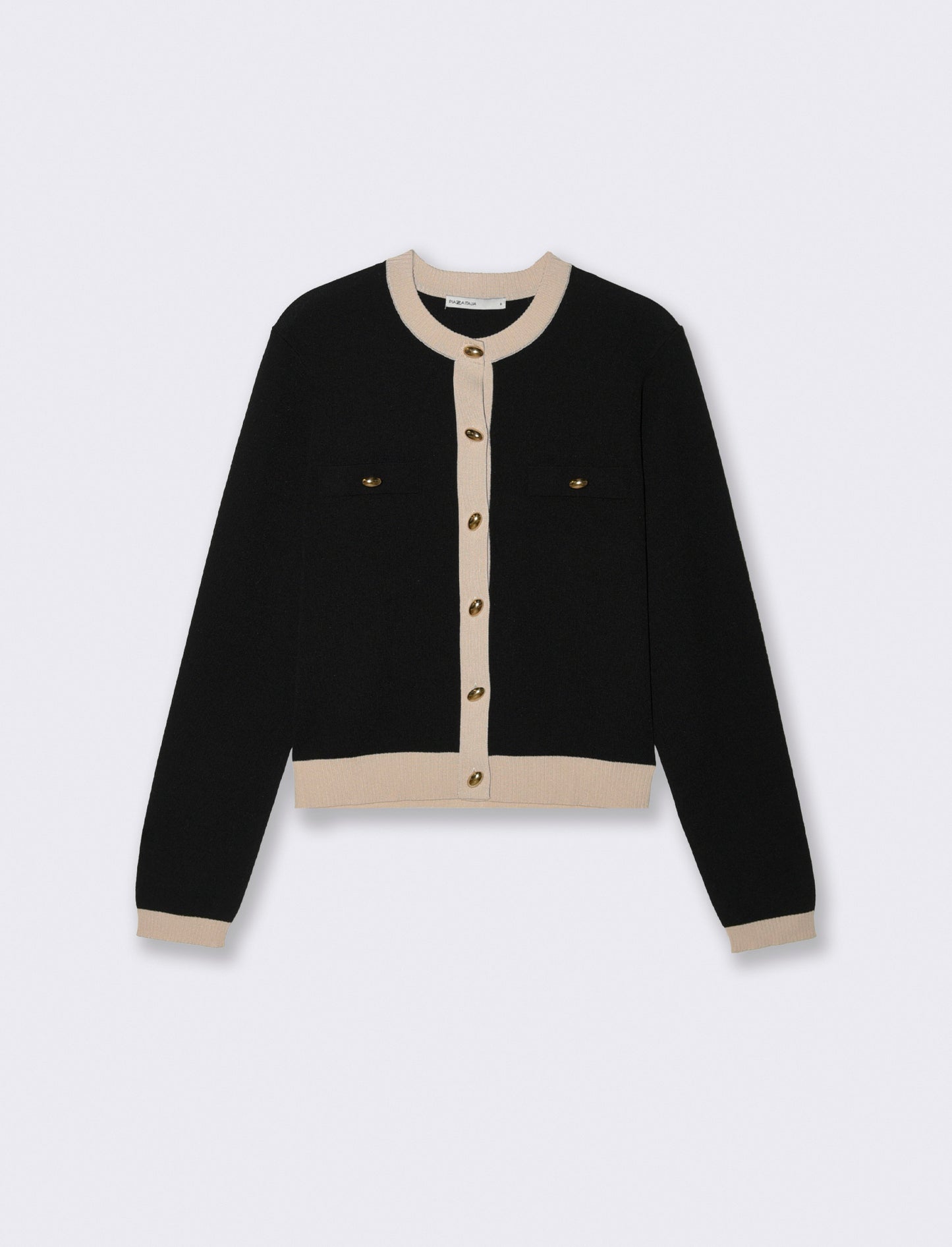 Cardigan con bottoni e bordi a contrasto - Nero