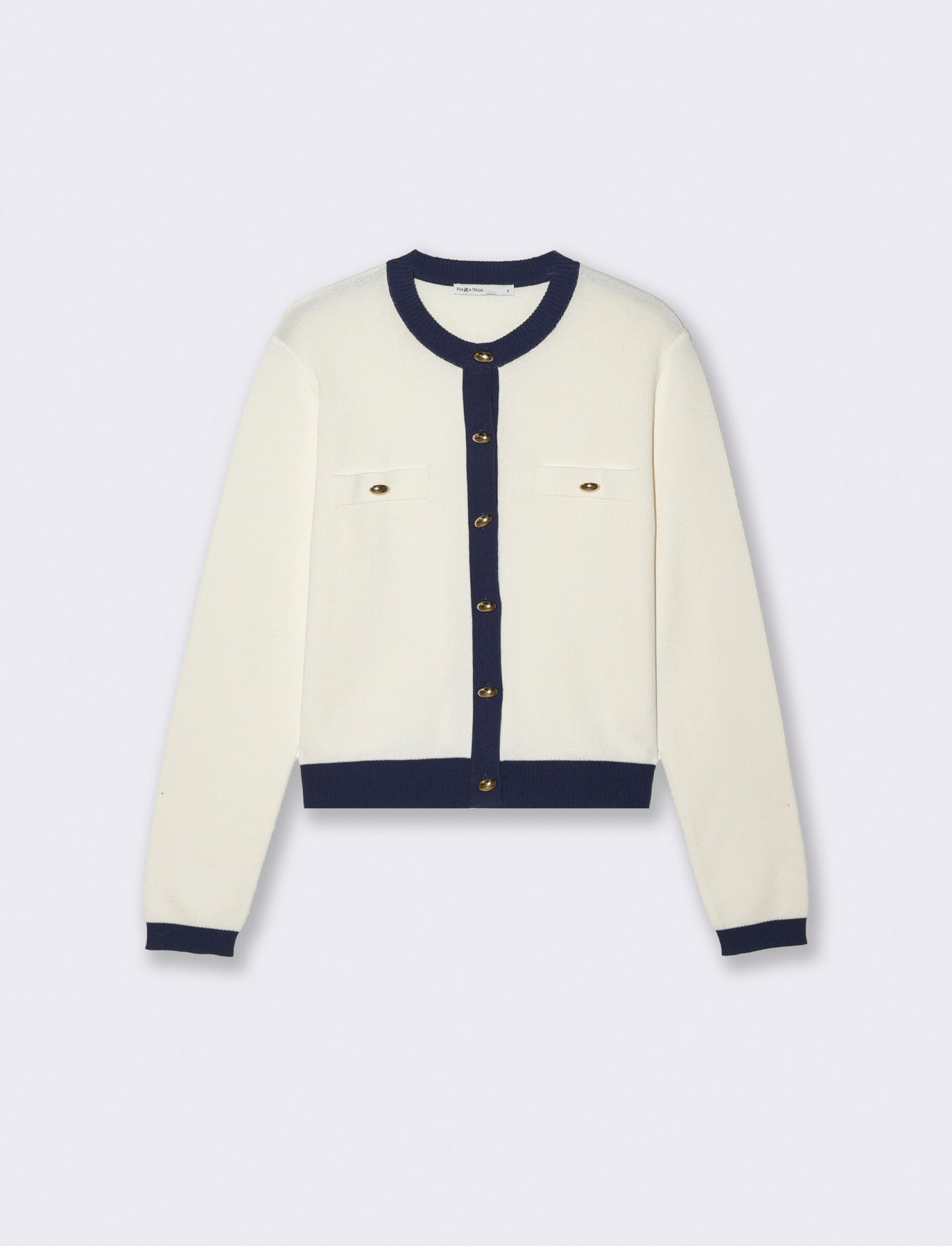 Cardigan con bottoni e bordi a contrasto - Avorio