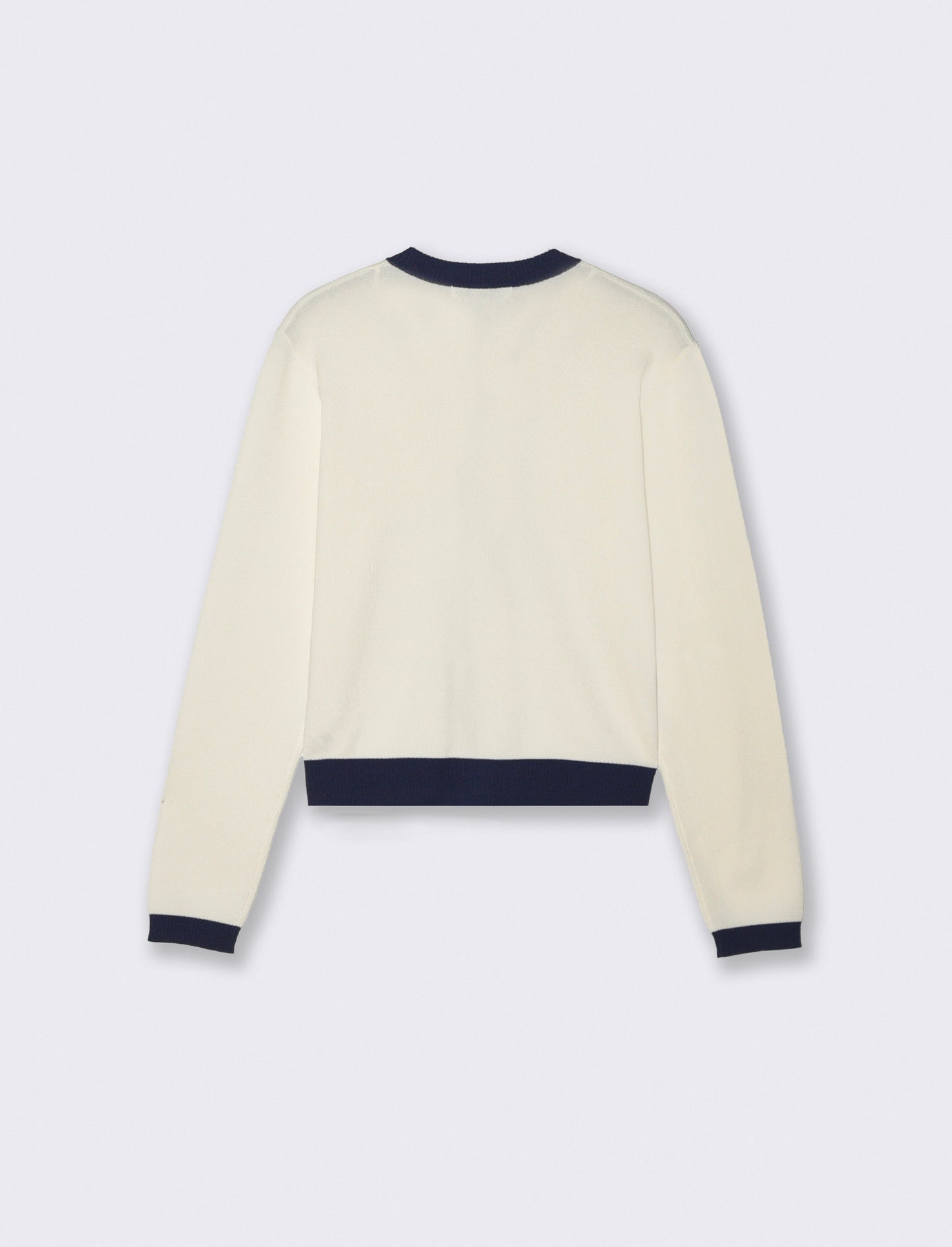 Cardigan con bottoni e bordi a contrasto - Avorio