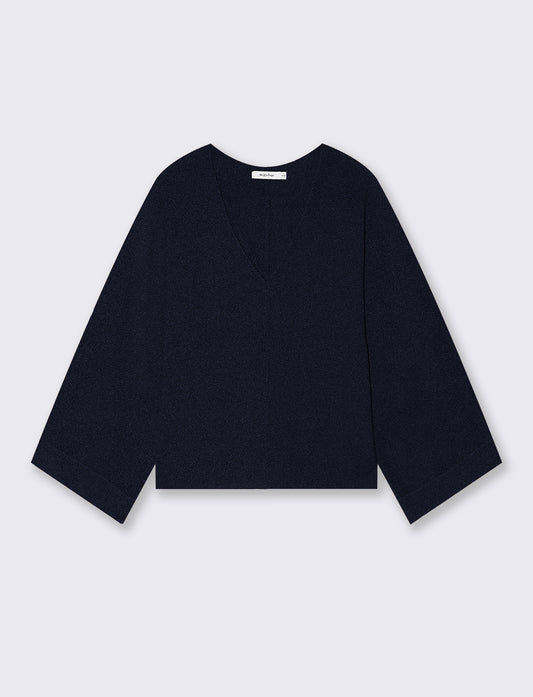 Pullover Manica a Kimono e Scollo V - Blu