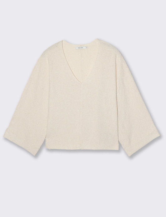 Pullover Manica a Kimono e Scollo V - Avorio