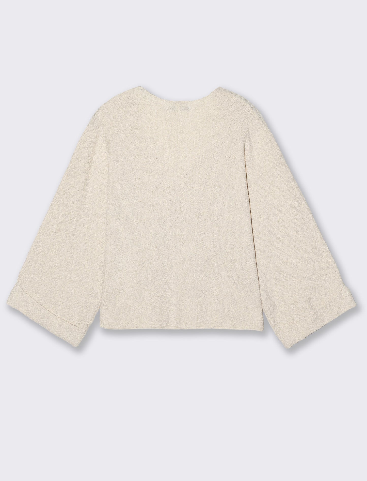 Kimono Sleeve Pullover with V-Neck - Beige