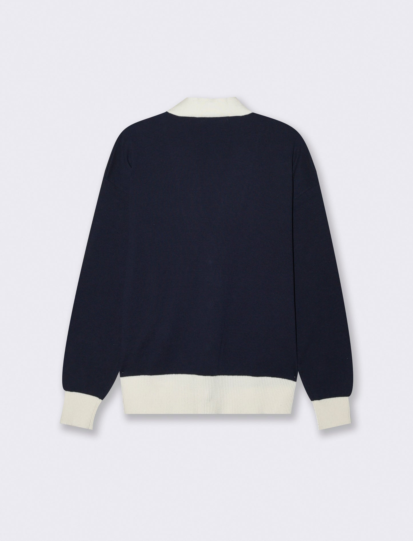 Cardigan Manica Lunga con Bordi Contrastanti - Blu