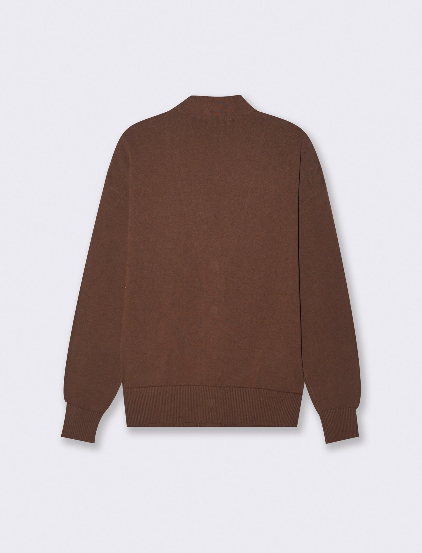 Long Sleeve Cardigan with Contrast Edges - Brown