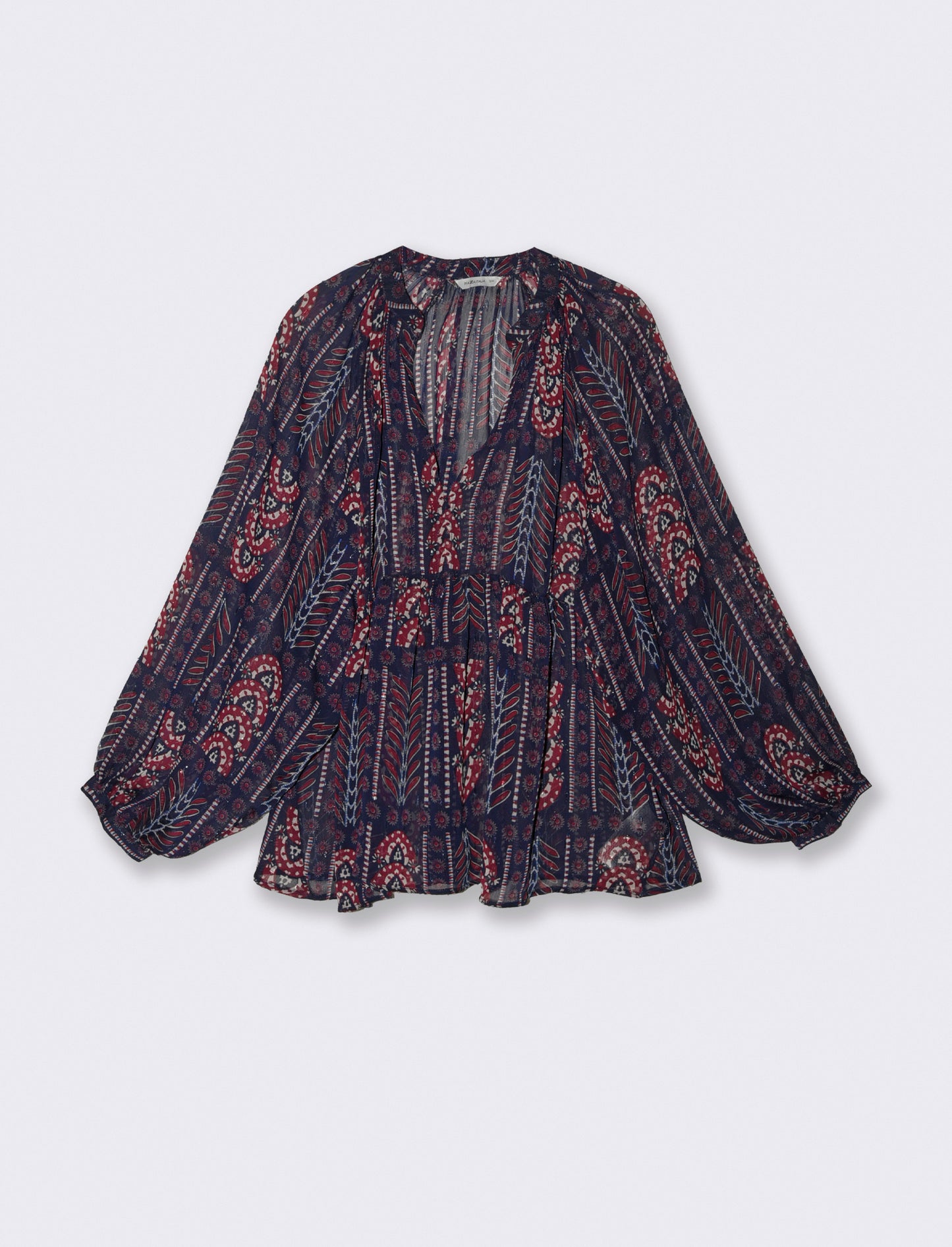 Long Sleeve V-Neck Blouse - 