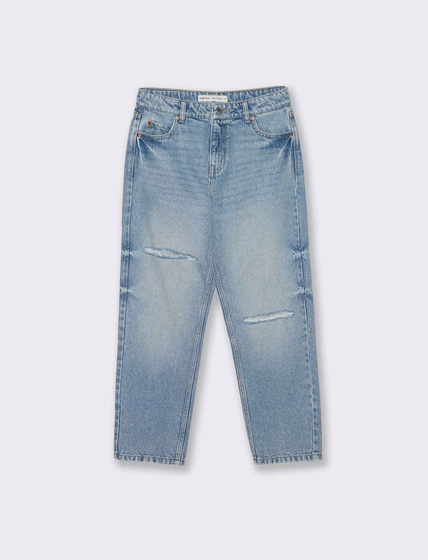 Jeans Crop Vita Alta a Gamba Dritta - Denim