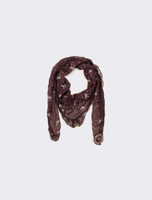 Foulard bambina triangolo con pizzo - Bordeaux