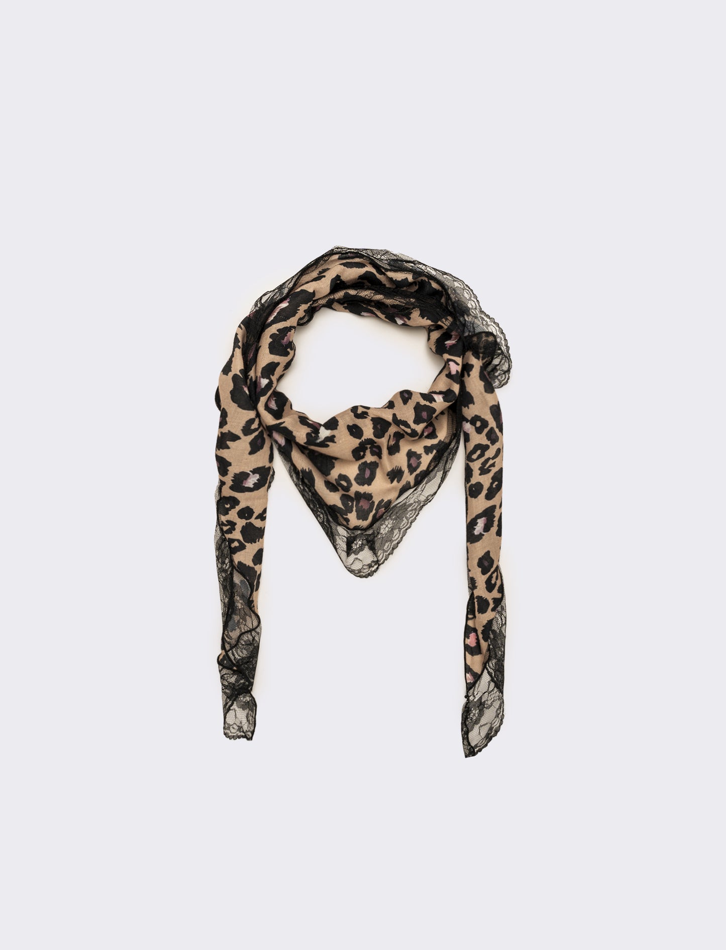 Foulard bambina triangolo con pizzo - Leopardato