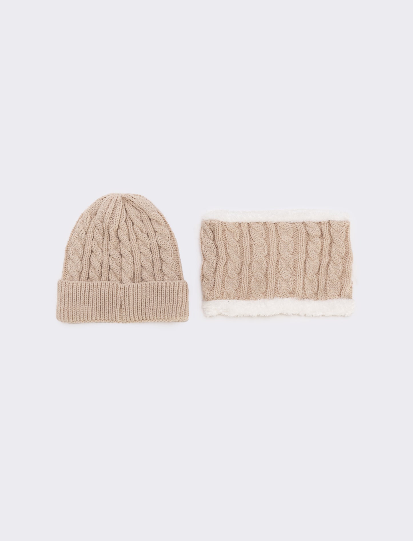 Set cappello+collo trecce bambino - Beige
