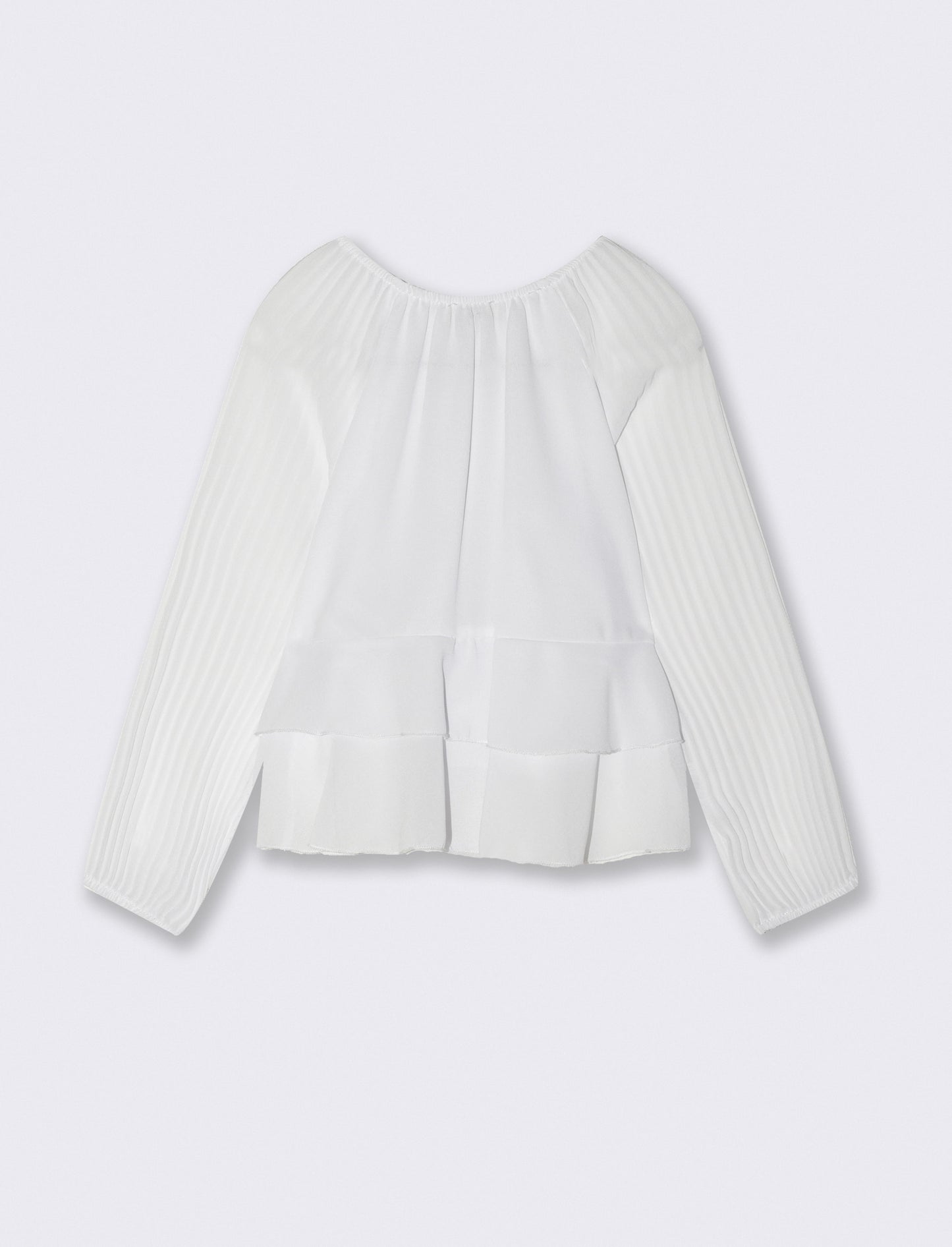 Blusa da bambina con maniche plissé. - Bianco
