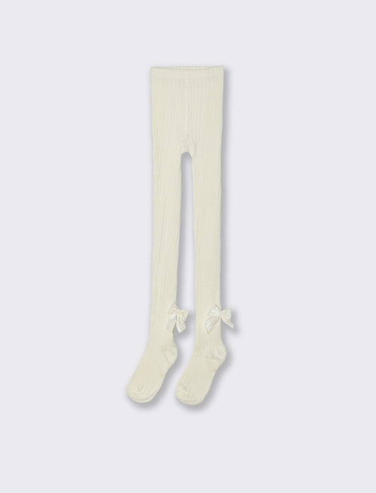 Calze con fiocco in velluto. - Bianco latte