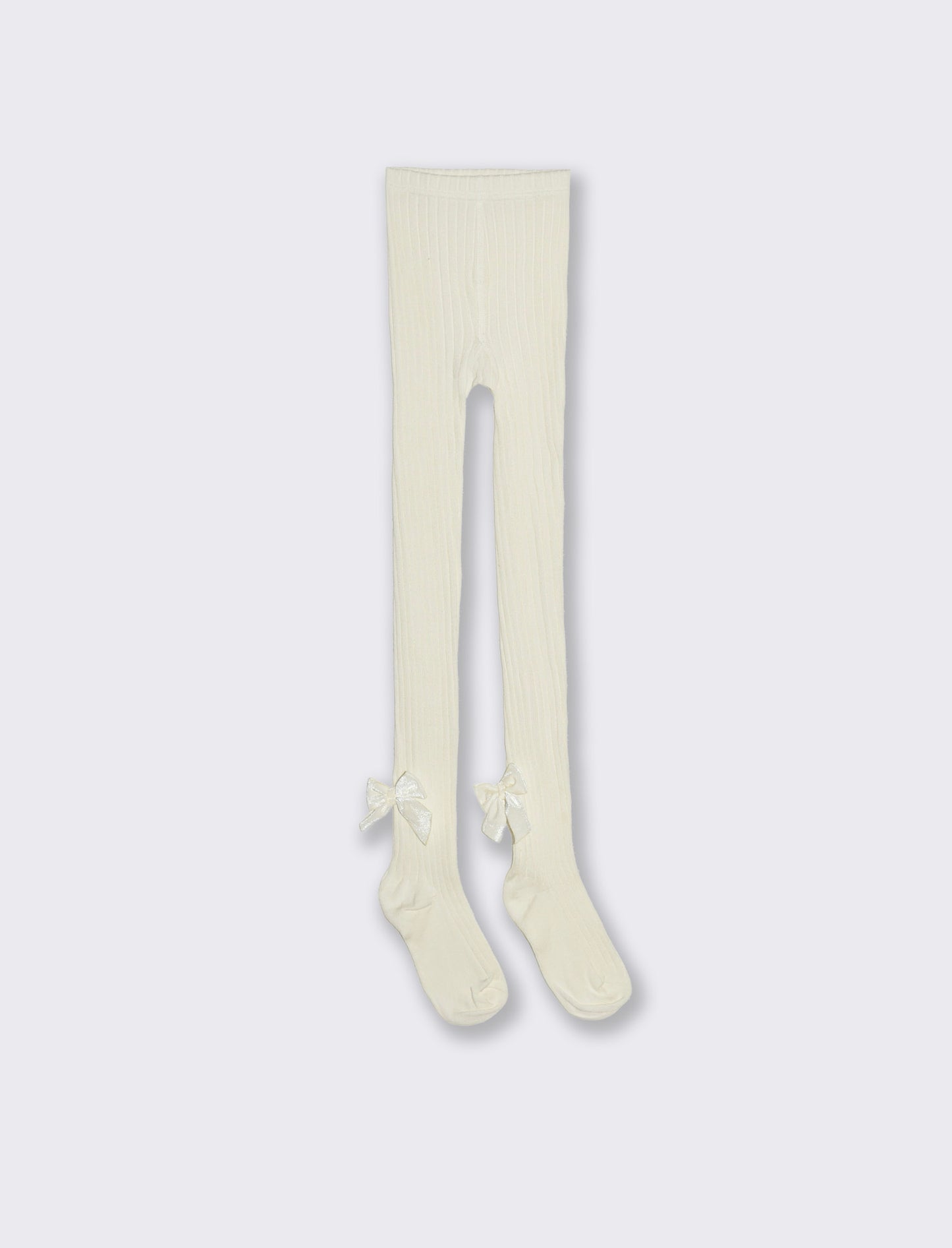 Calze con fiocco in velluto. - Bianco latte
