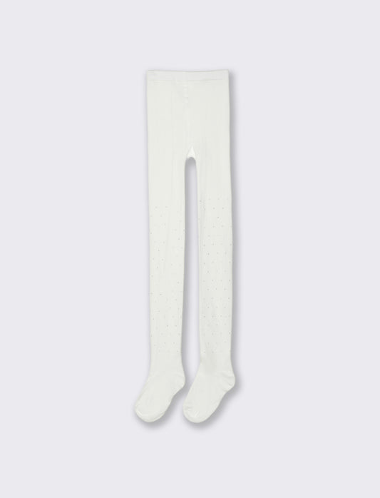 Calza con strass - Bianco latte