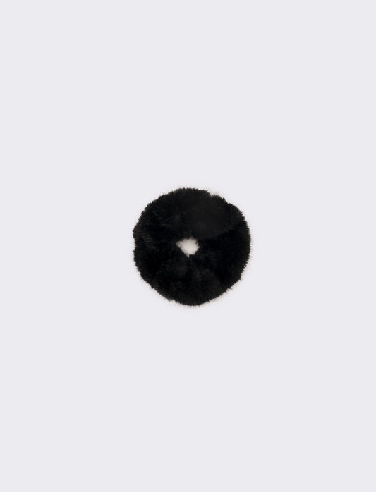 Fermacoda donna elastico in pelliccia - Nero