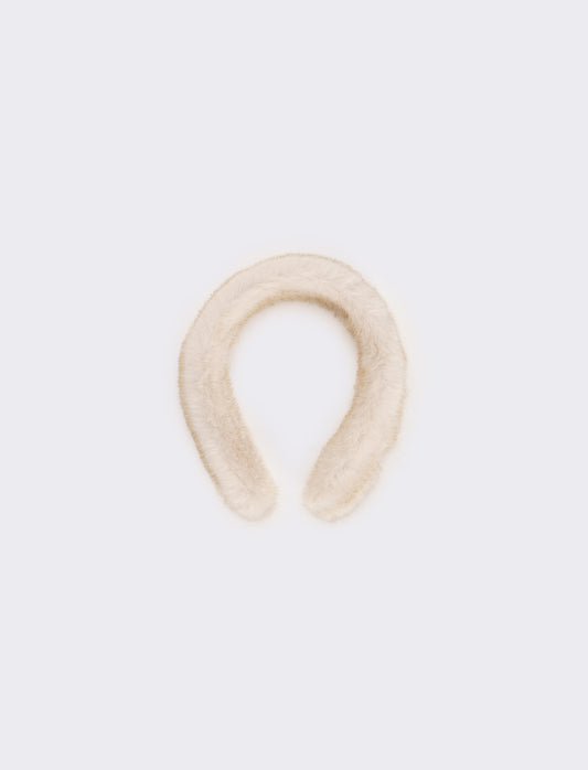 Cerchietto donna pelliccia - Bianco sporco