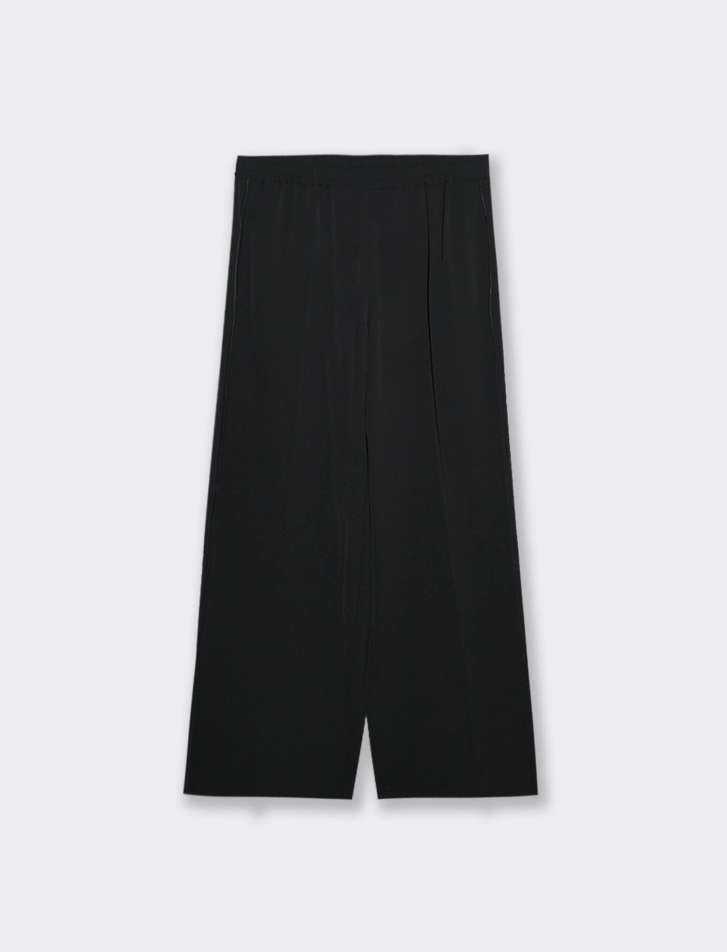 Pantalone palazzo con vita elasticizzata e coulisse regolabile. - Nero