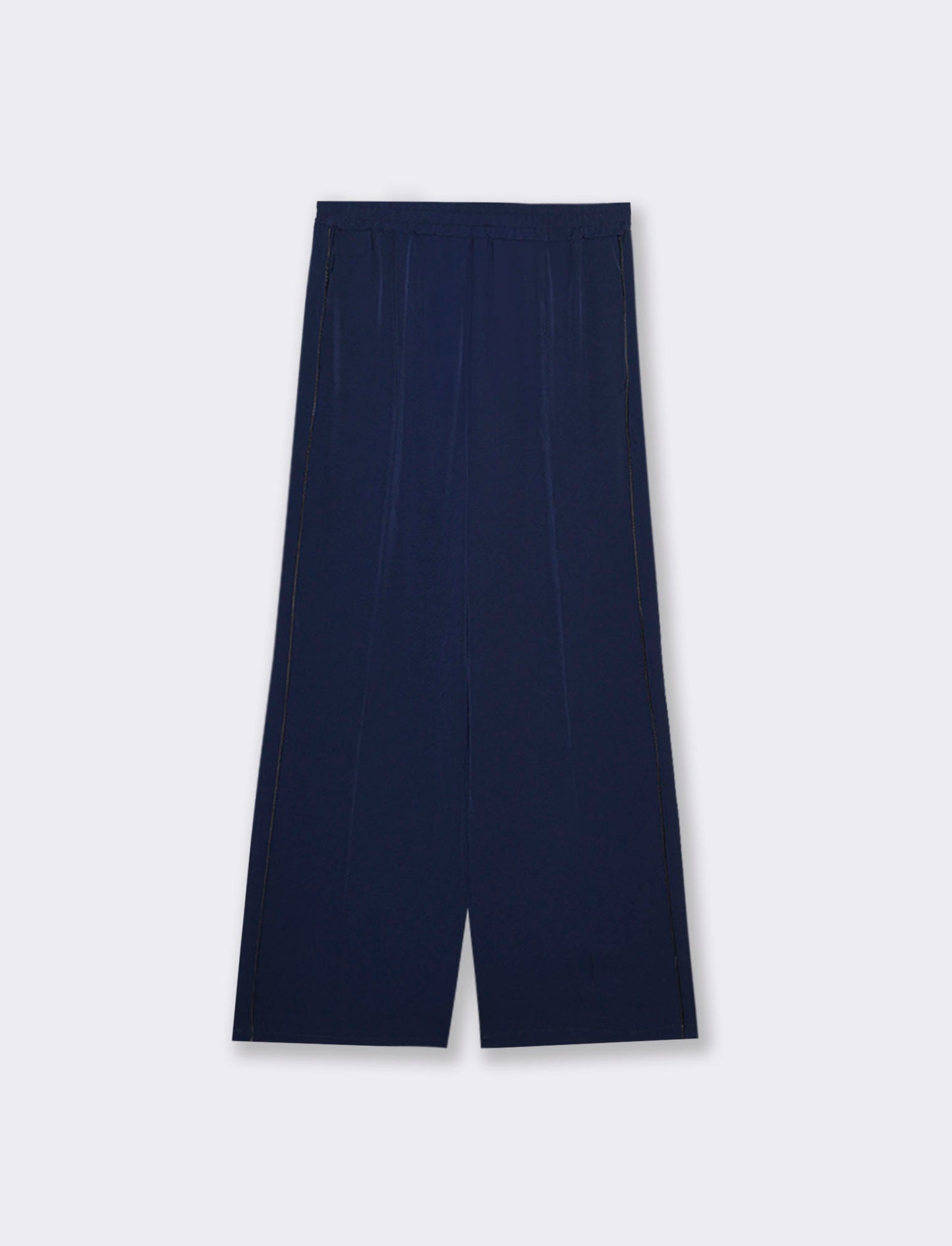 Pantalone palazzo con vita elasticizzata e coulisse regolabile. - Blu