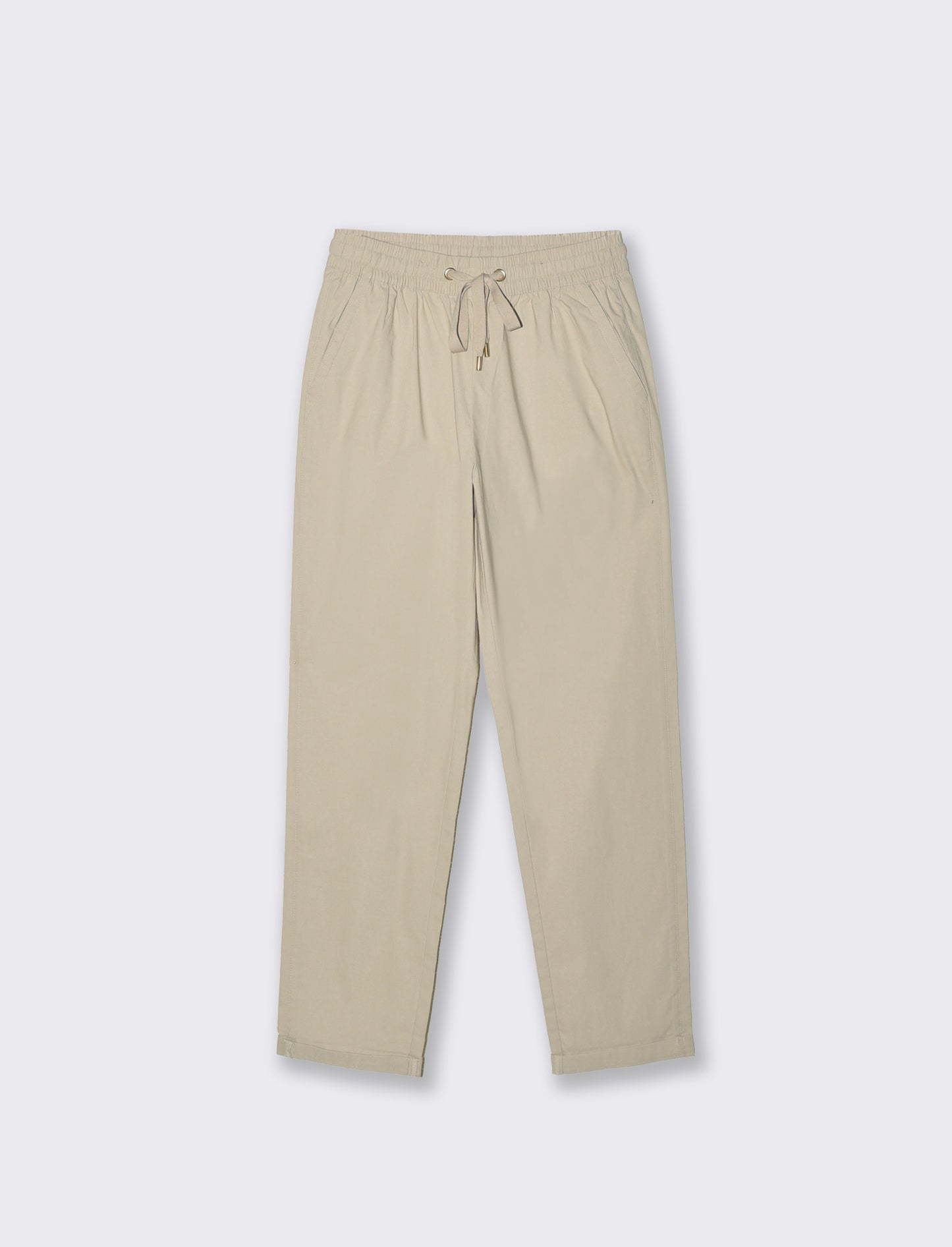 Pantalone con elastico e coulisse - Beige corda