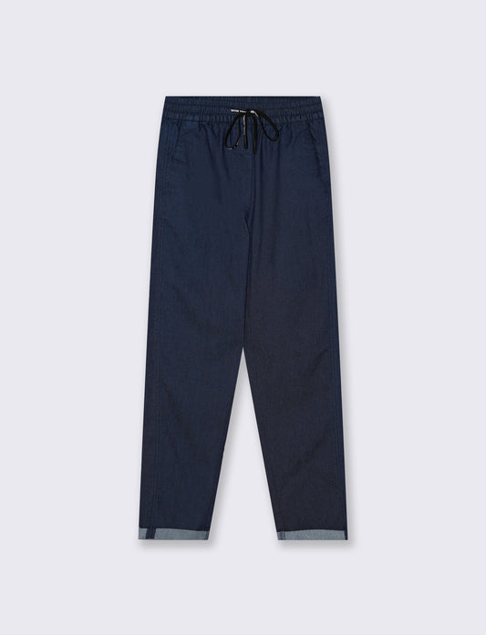 Pantalone Comodo con Coulisse e Risvolto - DENIM SCURO