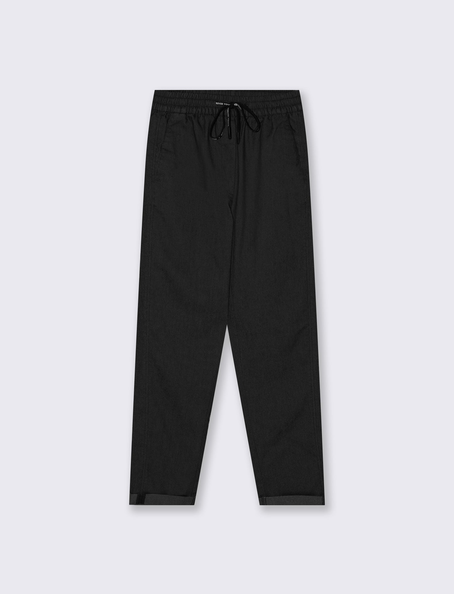 Comfortable Pants with Drawstring and Cuff - Black