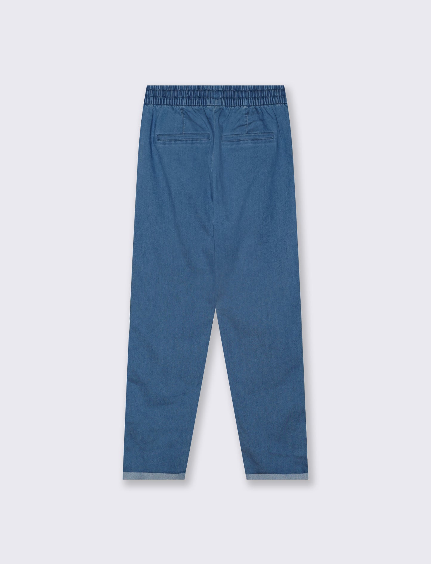 Pantalone Comodo con Coulisse e Risvolto - Denim