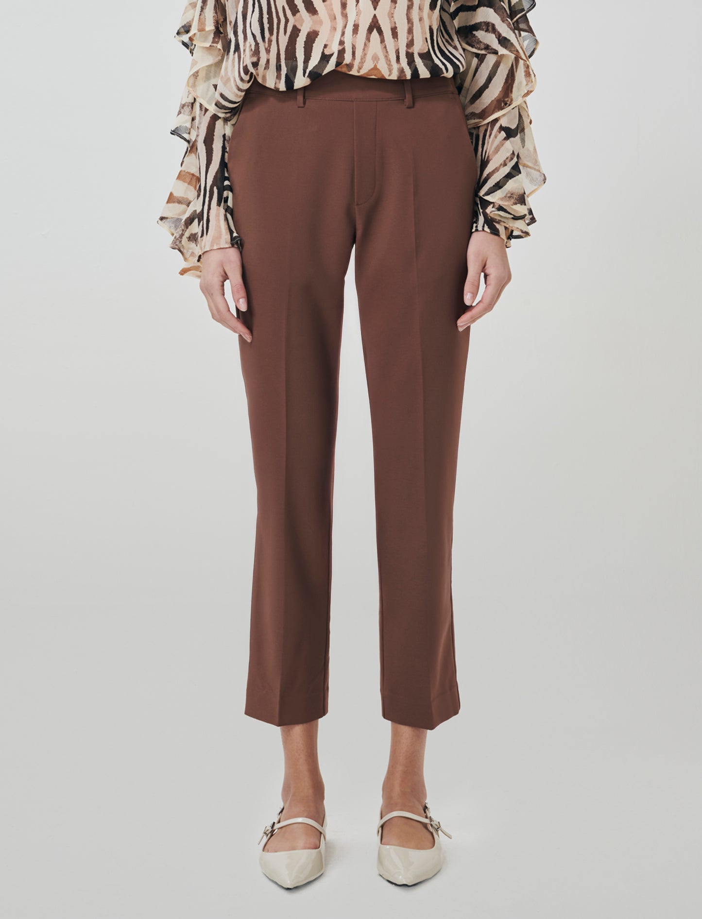 Pantalone con Elastico e Tasche - Marrone