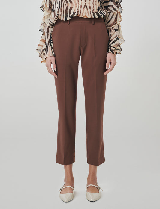 Pantalone con Elastico e Tasche - Marrone
