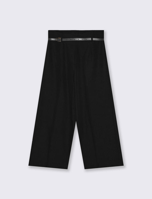 Pantalone Culotte con Cintura e Elastico - Nero