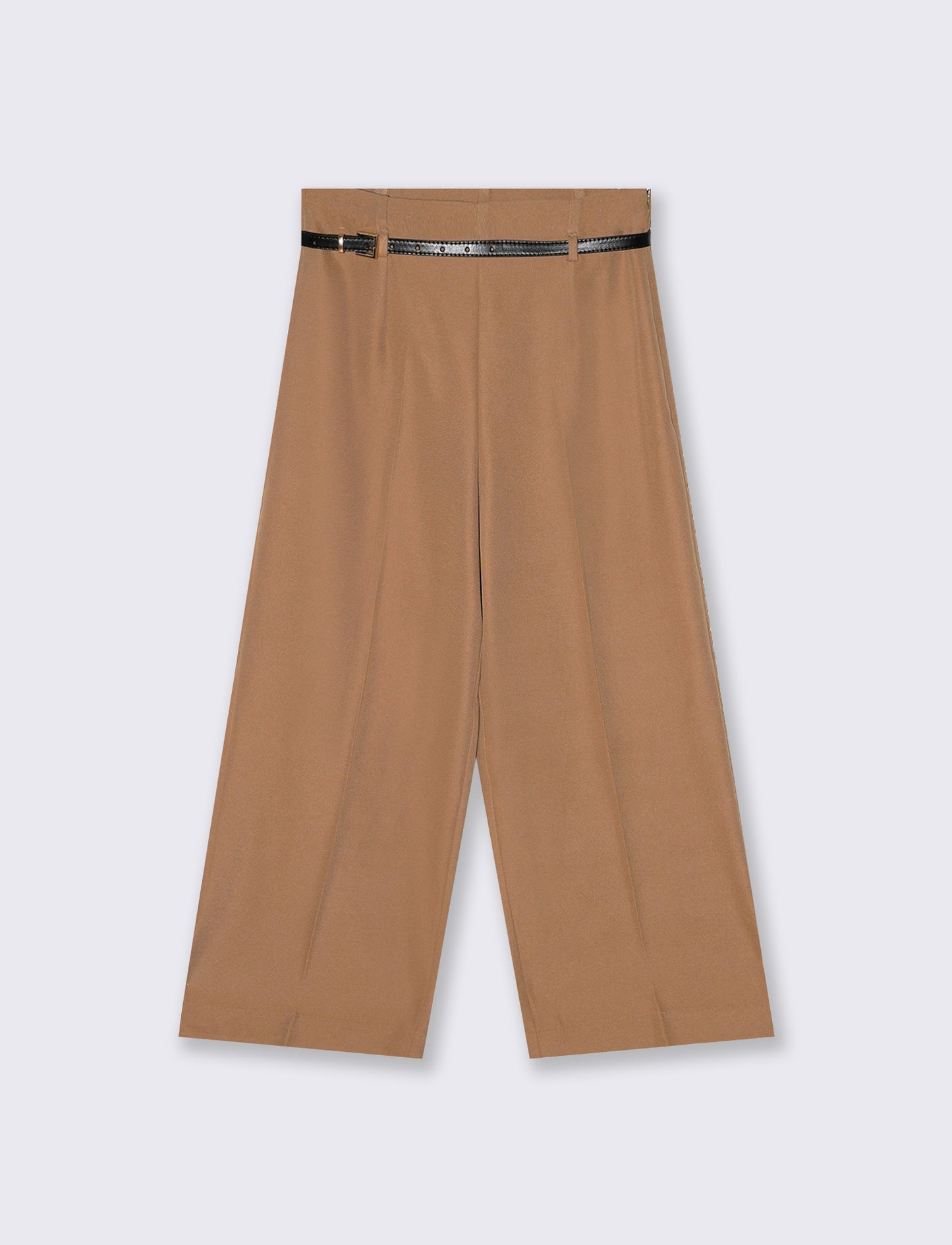 Culotte Pants with Belt and Elastic - BROWN