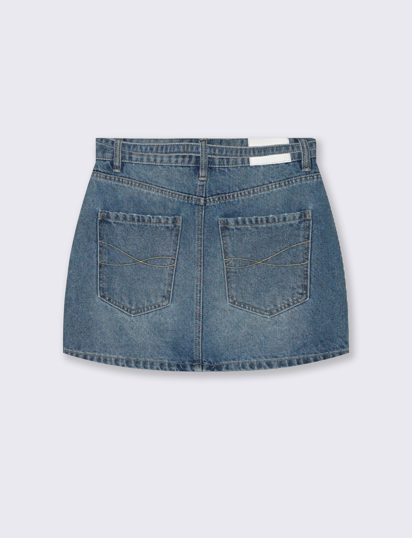 Gonna corta denim con cordino in vita - Denim